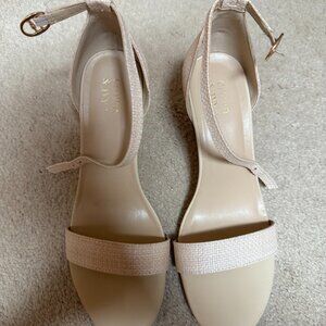 Women's CROWN AND IVY wedges, pink/white tint, size 7.5, EXCELLENT condition
